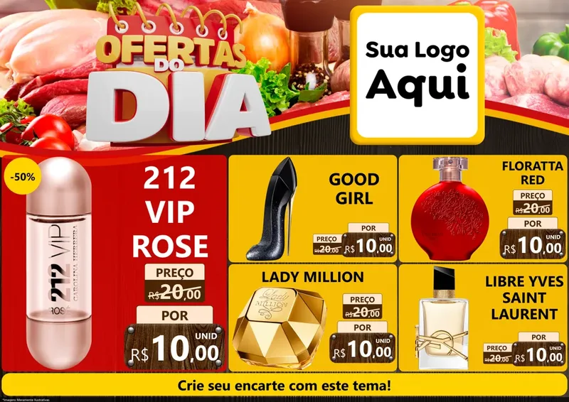 Modelo de Encarte para Encarte A4 Horizontal com o tema Ofertas do Dia para Perfumes