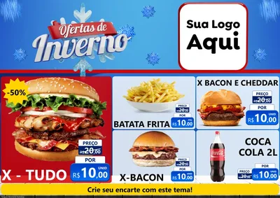 Modelo de Encarte para Encarte A4 Horizontal com o tema Ofertas de Inverno para Hamburgueria