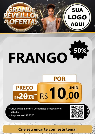 Modelo de Cartaz para Cartaz A4 Vertical com o tema Grande Réveillon de Ofertas para Assados