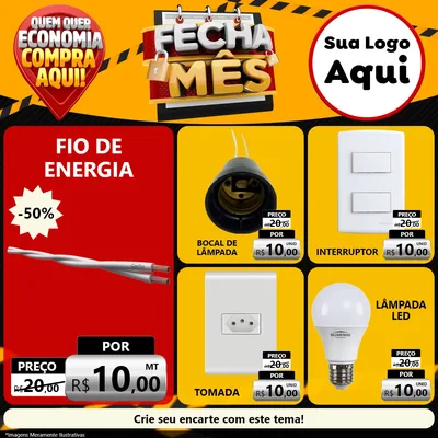 Modelo de Rede Social para Feed Facebook com o tema Fecha Mês para Materiais Elétricos