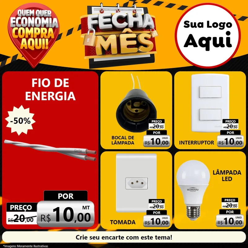 Modelo de Rede Social para Feed Facebook com o tema Fecha Mês para Materiais Elétricos