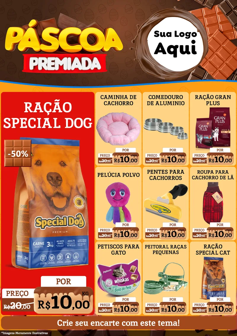 Modelo de Encarte para Encarte A4 Vertical com o tema Páscoa Premiada para Pet Shop