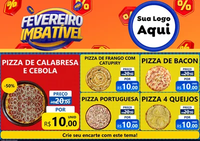 Modelo de Encarte para Encarte A4 Horizontal com o tema Fevereiro Imbatível para Pizzaria