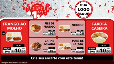 Modelo de TV para TV Horizontal com o tema Promoção de Aniversário - 1 Ano para Restaurante