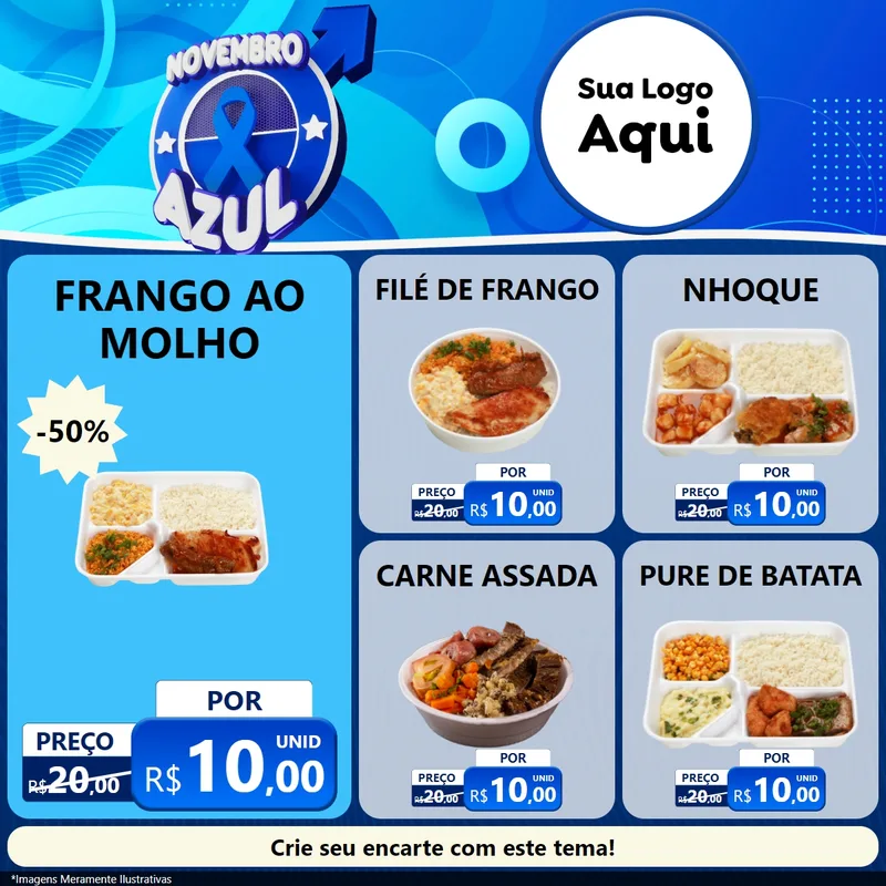 Modelo de Rede Social para Feed Facebook com o tema Novembro Azul para Restaurante