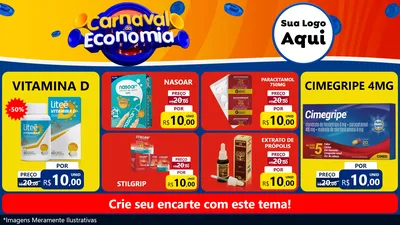 Modelo de TV para TV Horizontal com o tema Carnaval da Economia para Farmácia