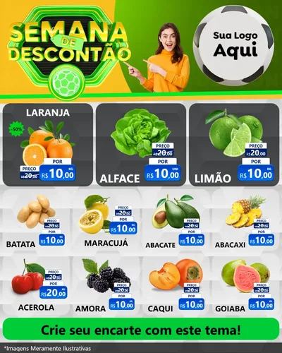 Modelo de Rede Social para Feed Instagram com o tema Semana de Descontão - Copa para Hortifrúti