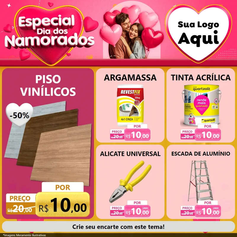 Modelo de Rede Social para Feed Facebook com o tema Especial Dia dos Namorados para Material para Construção
