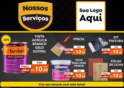 Modelo de Encarte para Encarte A4 Horizontal com o tema Nossos Serviços para Tintas e Ferramentas
