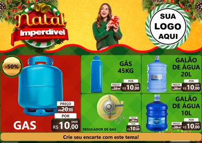 Modelo de Encarte para Encarte A4 Horizontal com o tema Natal Imperdível para Água e gás