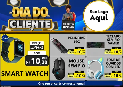 Modelo de Encarte para Encarte A4 Horizontal com o tema Dia Do Cliente para Informática