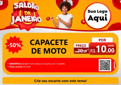 Modelo de Cartaz para Cartaz A4 Horizontal com o tema Saldão de Janeiro para Moto peças