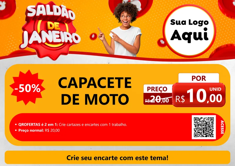 Modelo de Cartaz para Cartaz A4 Horizontal com o tema Saldão de Janeiro para Moto peças
