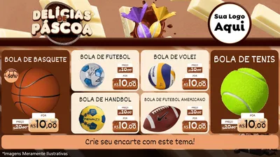 Modelo de TV para TV Horizontal com o tema Delícias de Páscoa para Artigos Esportivos