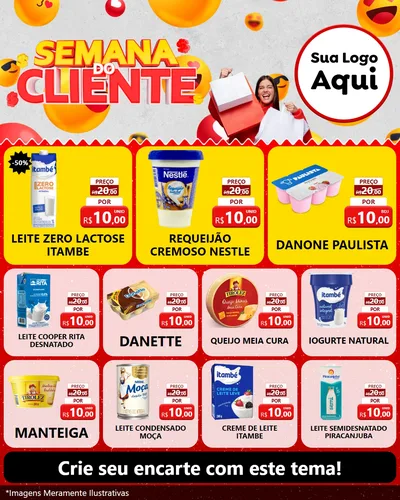 Modelo de Rede Social para Feed Instagram com o tema Semana do Cliente para Frios e Laticínios