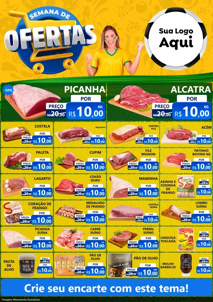 Modelo de Encarte para Encarte A4 Vertical com o tema Semana de Ofertas - Copa para Açougue