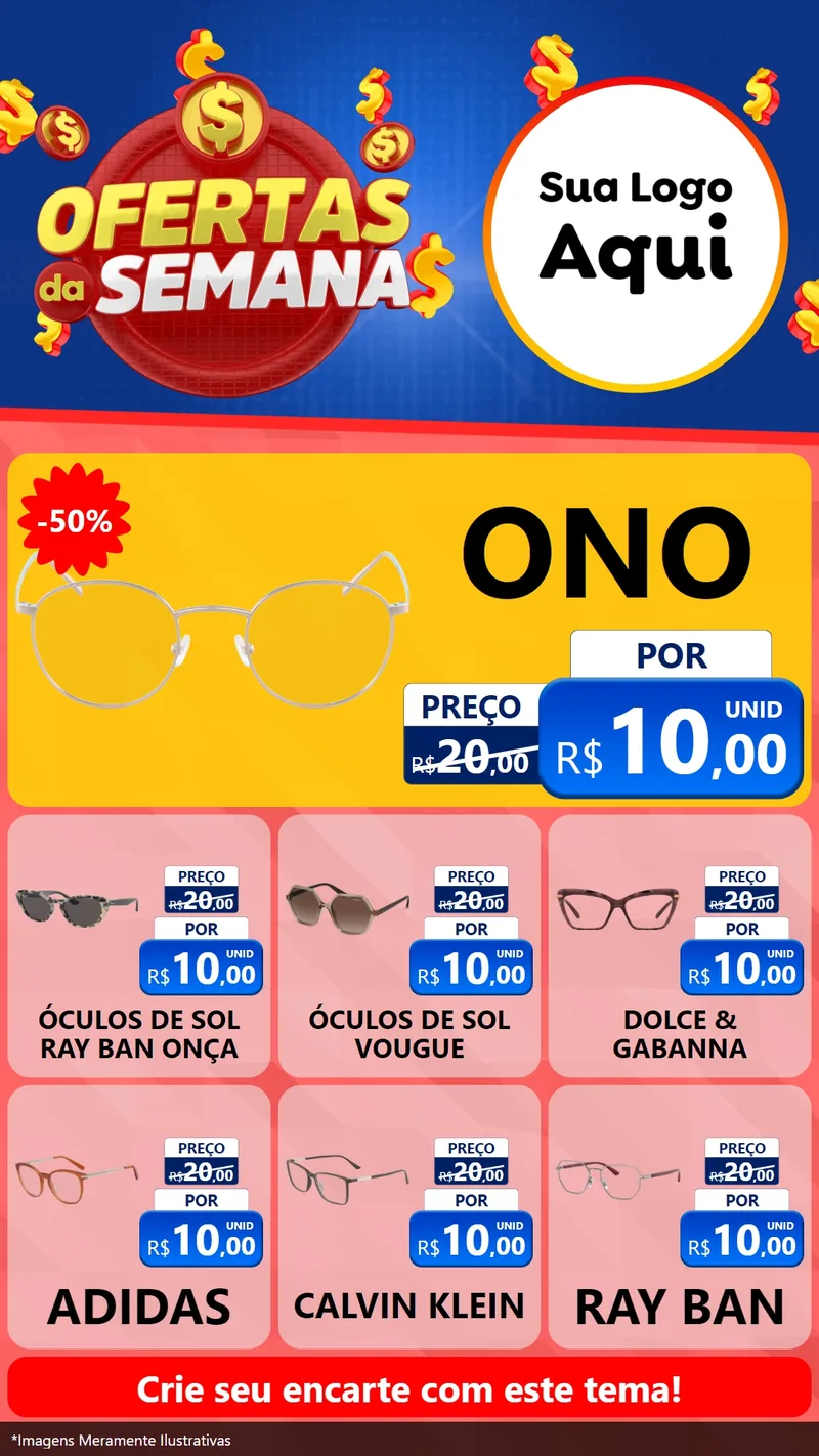 Modelo de Rede Social para Stories com o tema Ofertas Da Semana para Óticas