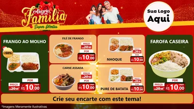 Modelo de TV para TV Horizontal com o tema Alegria em Família Super Ofertas - Natal para Restaurante