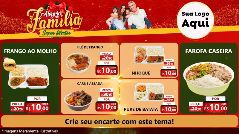 Modelo de TV para TV Horizontal com o tema Alegria em Família Super Ofertas - Natal para Restaurante