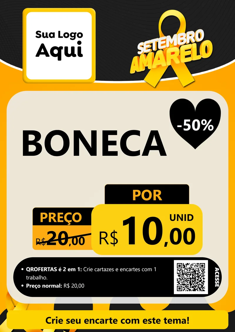 Modelo de Cartaz para Cartaz A4 Vertical com o tema Setembro Amarelo para Brinquedos