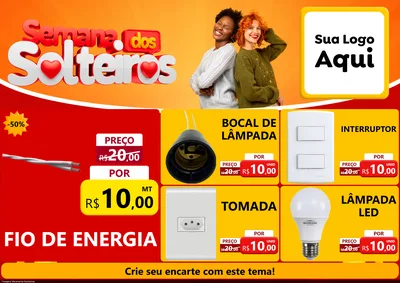 Modelo de Encarte para Encarte A4 Horizontal com o tema Semana dos Solteiros para Materiais Elétricos