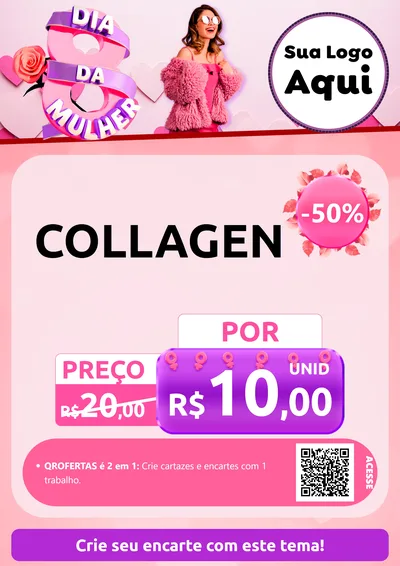 Modelo de Cartaz para Cartaz A4 Vertical com o tema Dia da Mulher para Suplementos alimentares
