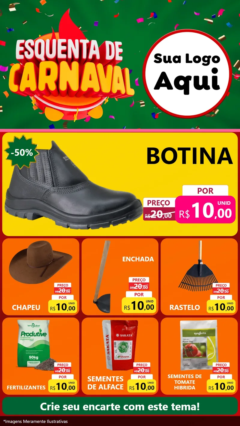 Modelo de Rede Social para Stories com o tema Esquenta de Carnaval para Agropecuária