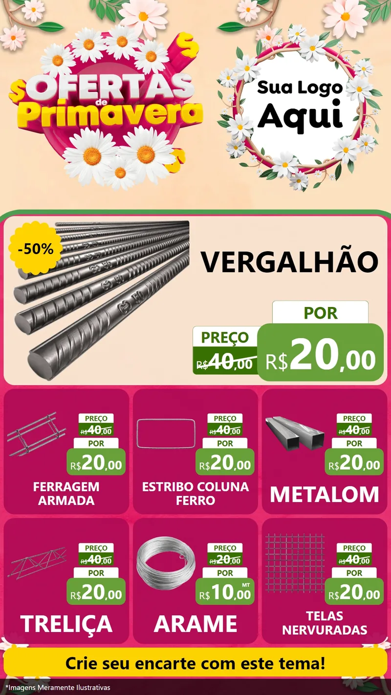 Modelo de Rede Social para Stories com o tema Ofertas de Primavera para Ferragens