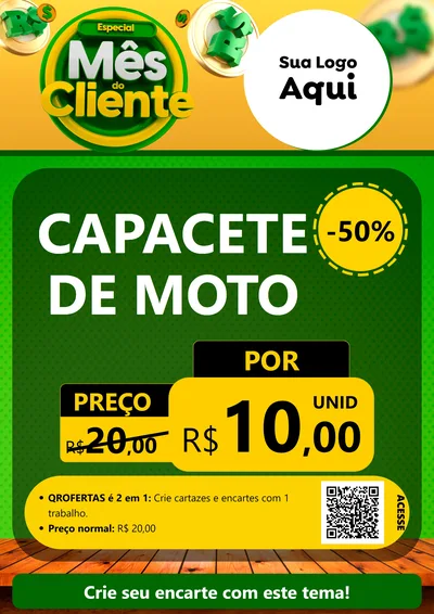 Modelo de Cartaz para Cartaz A4 Vertical com o tema Especial Mês do Cliente para Moto peças