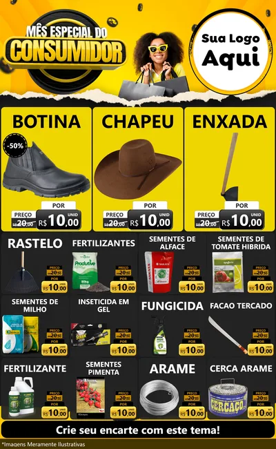 Modelo de Encarte para Encarte Grande com o tema Mês Especial do Consumidor para Agropecuária