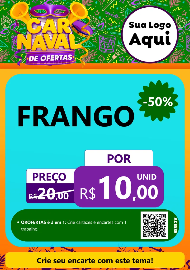 Modelo de Cartaz para Cartaz A4 Vertical com o tema Carnaval de Ofertas para Assados
