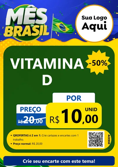 Modelo de Cartaz para Cartaz A4 Vertical com o tema Mês do Brasil para Farmácia