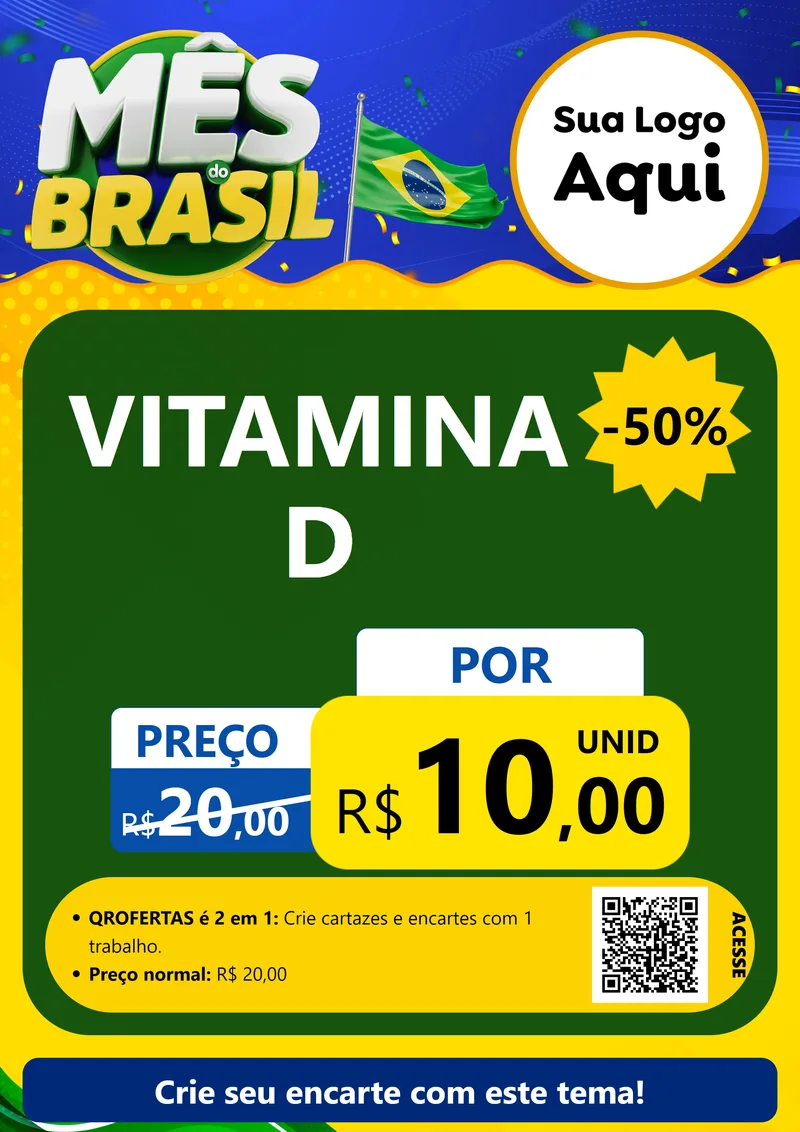 Modelo de Cartaz para Cartaz A4 Vertical com o tema Mês do Brasil para Farmácia