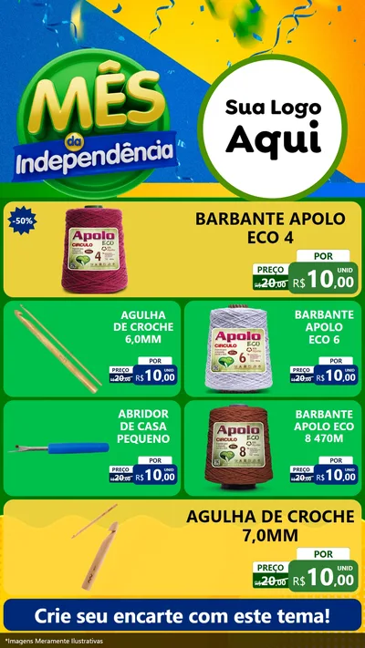 Modelo de TV para TV Vertical com o tema Mês da Independência para Armarinho e Aviamentos