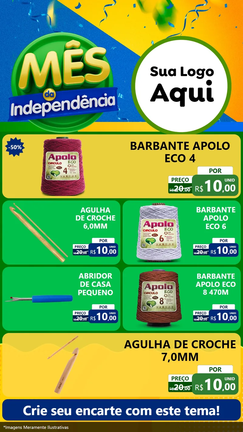 Modelo de TV para TV Vertical com o tema Mês da Independência para Armarinho e Aviamentos