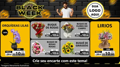 Modelo de TV para TV Horizontal com o tema Black Week para Floricultura e jardim