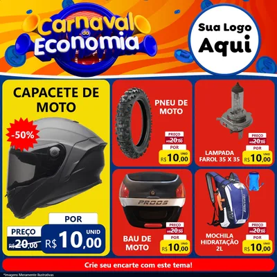 Modelo de Rede Social para Feed Facebook com o tema Carnaval da Economia para Moto peças