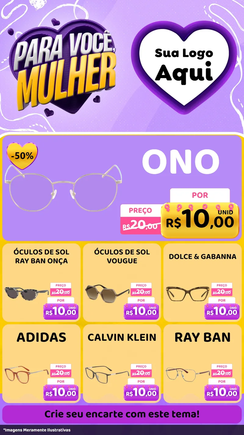 Modelo de Rede Social para Stories com o tema Para Você, Mulher para Óticas
