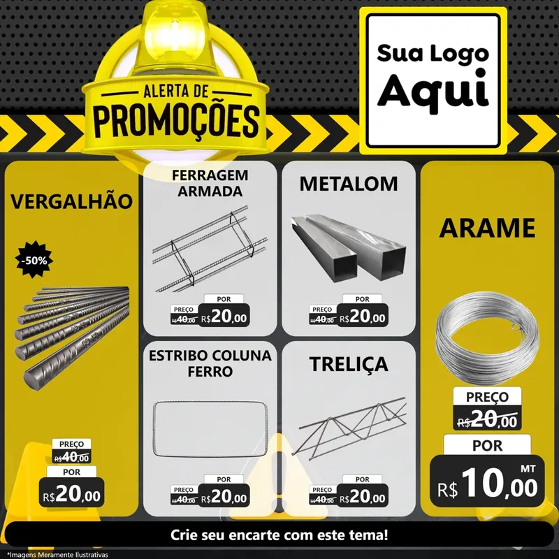 Modelo de Rede Social para Feed Facebook com o tema Alerta de Promoções para Ferragens