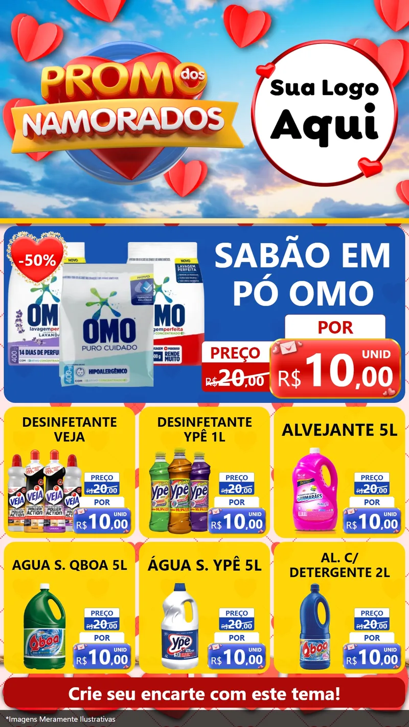 Modelo de Rede Social para Stories com o tema Promo dos Namorados para Produtos de Limpeza