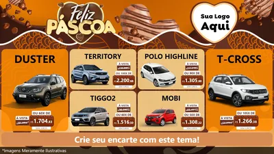 Modelo de TV para TV Horizontal com o tema Feliz Páscoa para Concessionaria de Carros