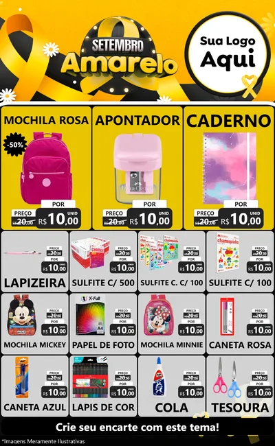 Modelo de Encarte para Encarte Grande com o tema Setembro Amarelo para Papelaria