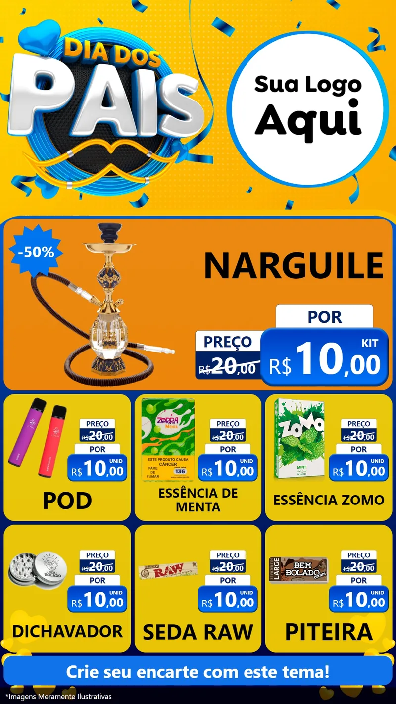 Modelo de Rede Social para Stories com o tema Dia dos Pais para Tabacaria