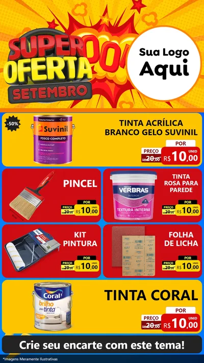 Modelo de TV para TV Vertical com o tema Super Oferta Setembro para Tintas e Ferramentas