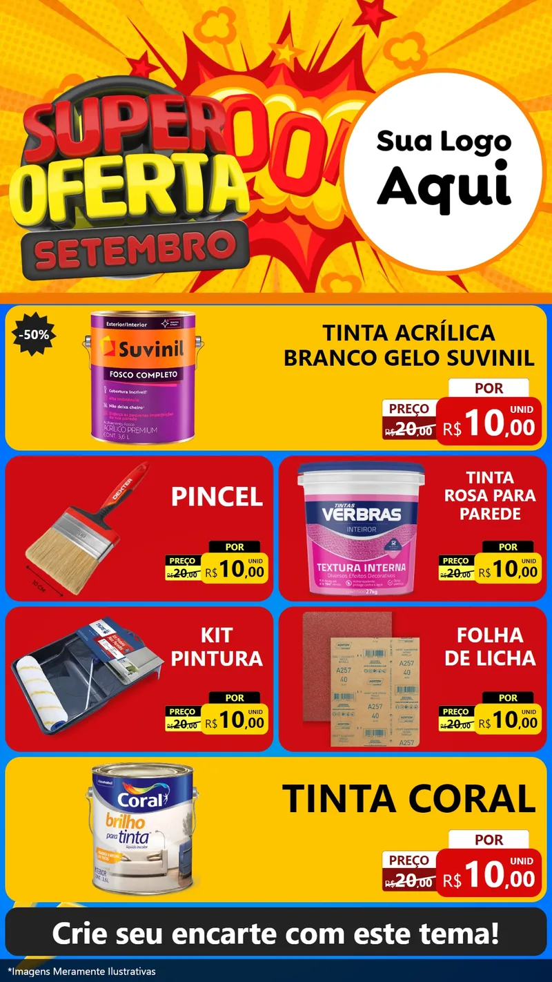 Modelo de TV para TV Vertical com o tema Super Oferta Setembro para Tintas e Ferramentas