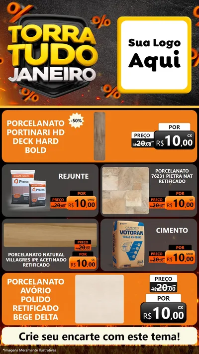 Modelo de TV para TV Vertical com o tema Torra Tudo Janeiro para Pisos e revestimentos
