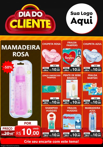 Modelo de Encarte para Encarte A4 Vertical com o tema Dia do Cliente para Bebês