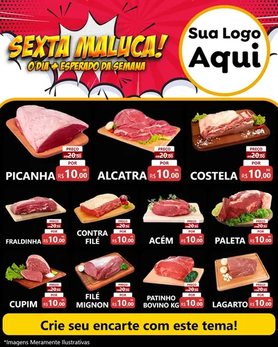 Modelo de Rede Social para Feed Instagram com o tema Sexta Maluca! para Açougue