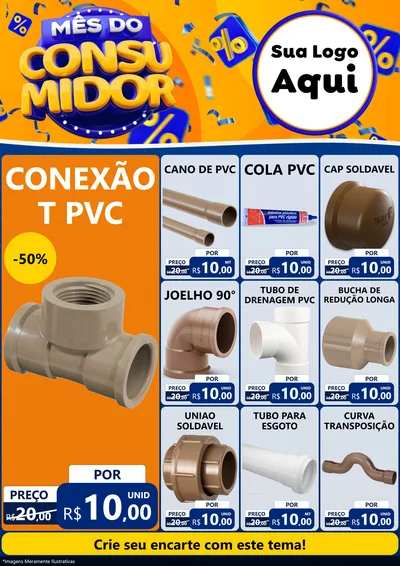 Modelo de Encarte para Encarte A4 Vertical com o tema Mês do Consumidor para Tubos e conexões
