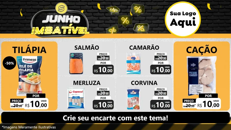 Modelo de TV para TV Horizontal com o tema Junho Imbatível para Peixaria